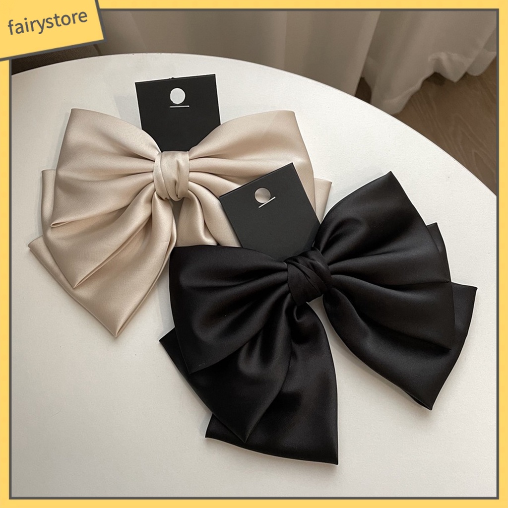 Kẹp Tóc Ba Lớp Hình Nơ Lớn Không Trơn Màu Sắc Trọng Lượng Nhẹ Dành Cho Nữ