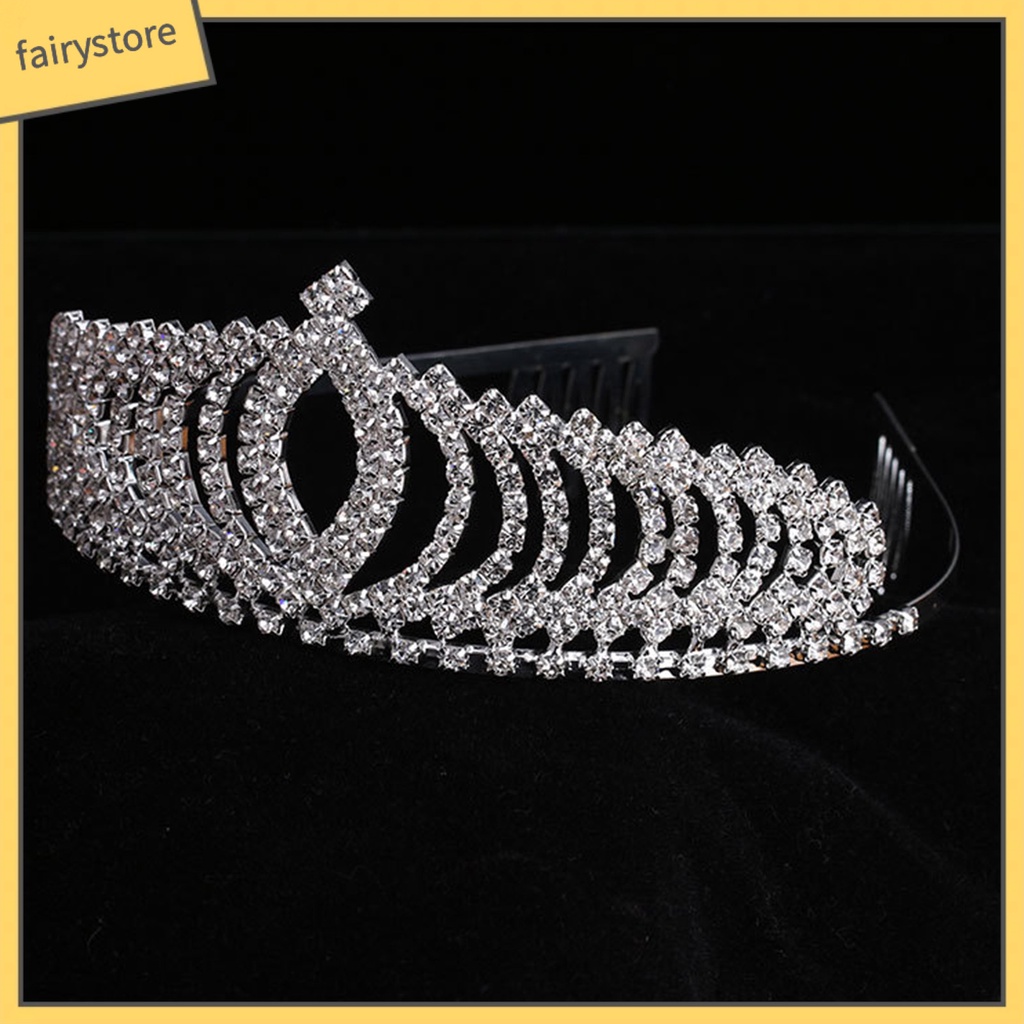 Cài Tóc Hình Vương Miện Đính Đá Lấp Lánh Phong Cách Hàn Quốc Cho Bé Gái