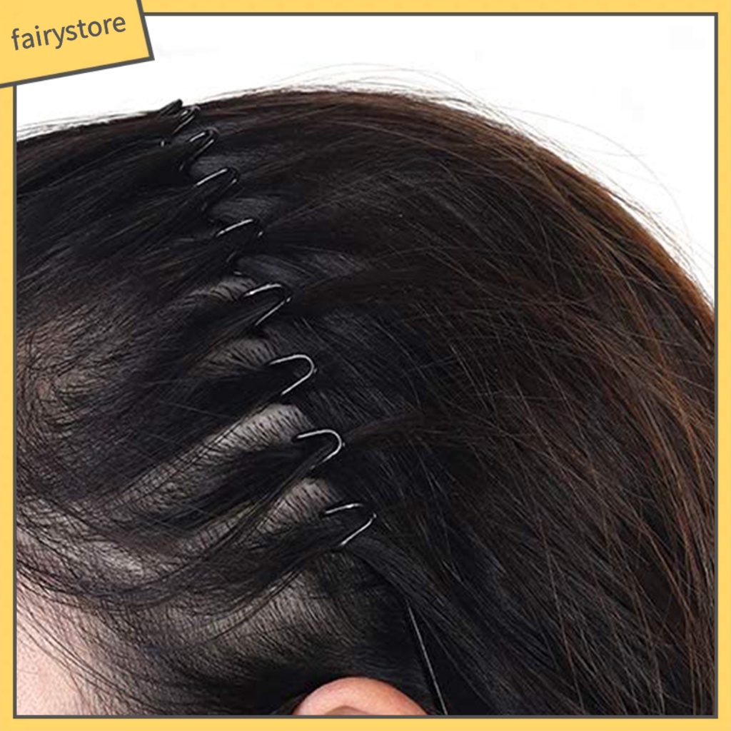 Set 9 Băng Đô Cài Tóc Rửa Mặt / Trang Điểm Hình Gợn Sóng Màu Đen Co Giãn