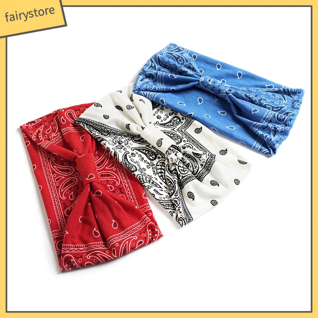 Băng Đô Bandana Bản Rộng Co Giãn Thấm Hút Mồ Hôi In Họa Tiết Phong Cách Bohemian Thời Trang Cho Nữ