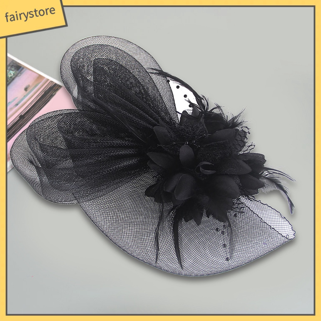 Mũ Tai Thỏ Phối Lưới Đính Lông Vũ Phong Cách Retro Thanh Lịch Dành Cho Cô Dâu