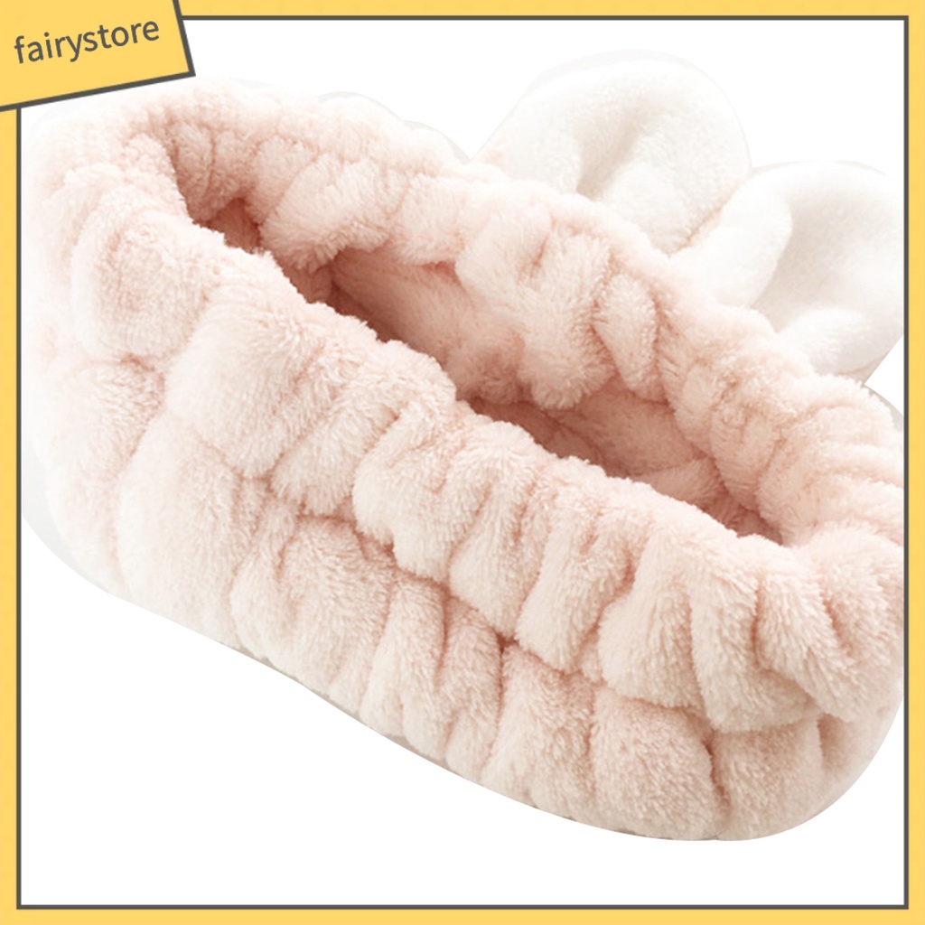 Băng Đô Cài Tóc Tai Thỏ Bằng Vải Bông Co Giãn Dễ Thương Dành Cho Nữ