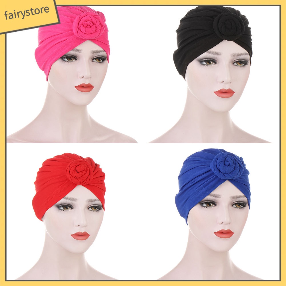 Mũ Trùm Đầu Cotton Màu Trơn Thắt Nút Thời Trang Cho Nữ