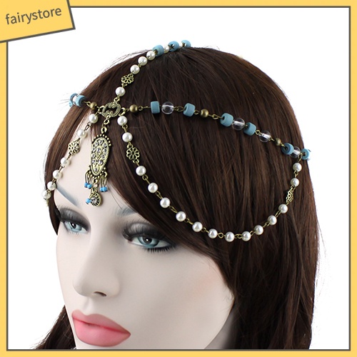 Băng Đô Đính Đá Và Ngọc Trai Giả Phong Cách Bohemian Dành Cho Nữ