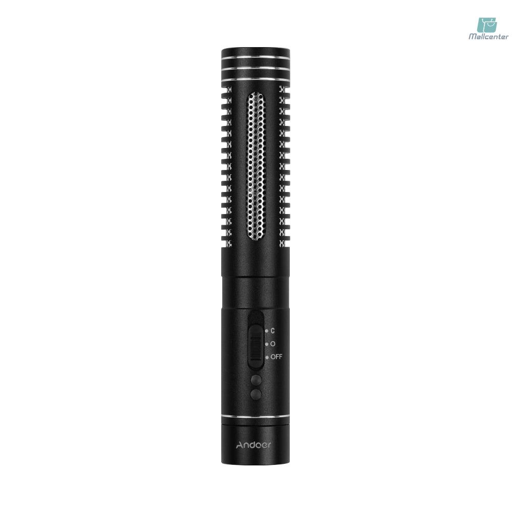 Andoer Video Microphone On-Camera Condenser Mic Accessories with Windproof Cotton Shock Absorption Bracket for Interview Recording Live Streaming