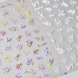  Nhãn Dán Móng Tay Dập Nổi Họa Tiết Bầu Trời Sao Đầy Màu Sắc Phong Cách Nhật Bản 2775