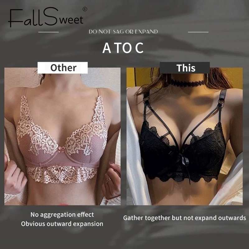 Fallsweet Set Đồ Lót Nâng Ngực Phối Ren Rỗng Quyến Rũ Cho Nữ