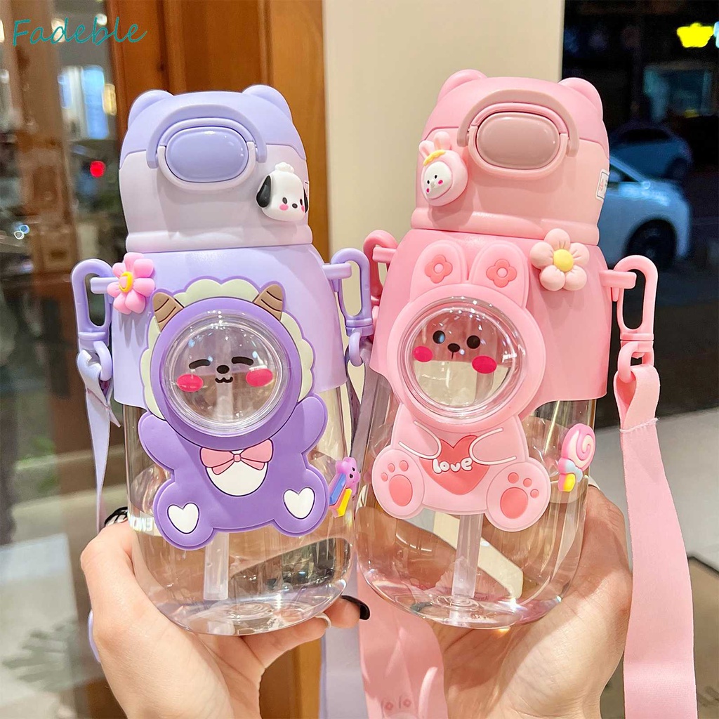 Bình Nước 660ml Bằng Nhựa Chống Tràn Dễ Thương Cho Bé