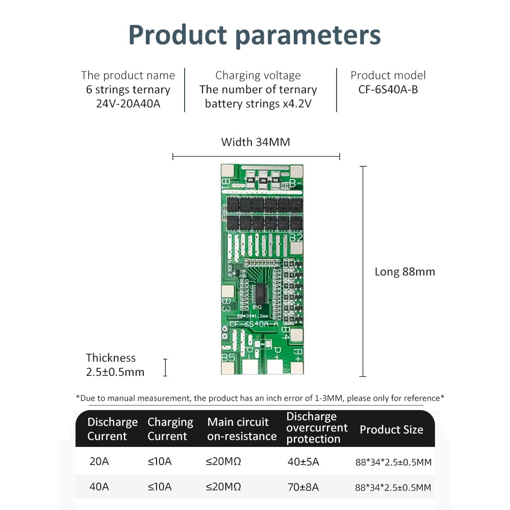 RIRIHI Bảng Mạch Cân Bằng Bảo Vệ Pin Lithium 6S 24V 40A 20A