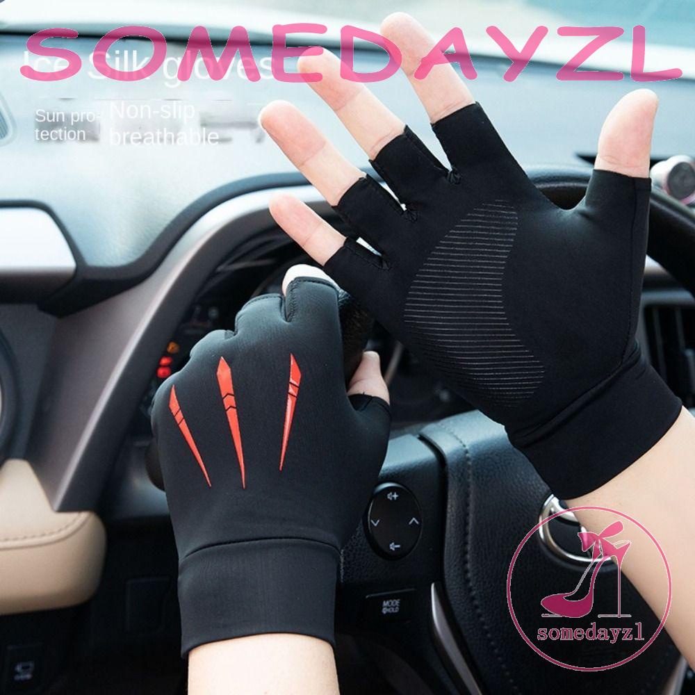 Găng Tay Lái Xe Hở Ngón Thoáng Khí Chống Nắng Không Trượt Hai Ngón