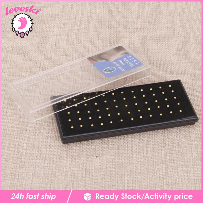 Hộp 60 Khuyên Mũi 20G Bằng Thép Không Gỉ