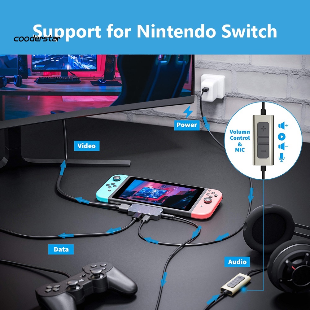 Cáp Chuyển Đổi 4 Trong 1 Type-C USB-C Sang 4K HDMI 60W PD USB 3.0 3.5mm AUX Cho Laptop