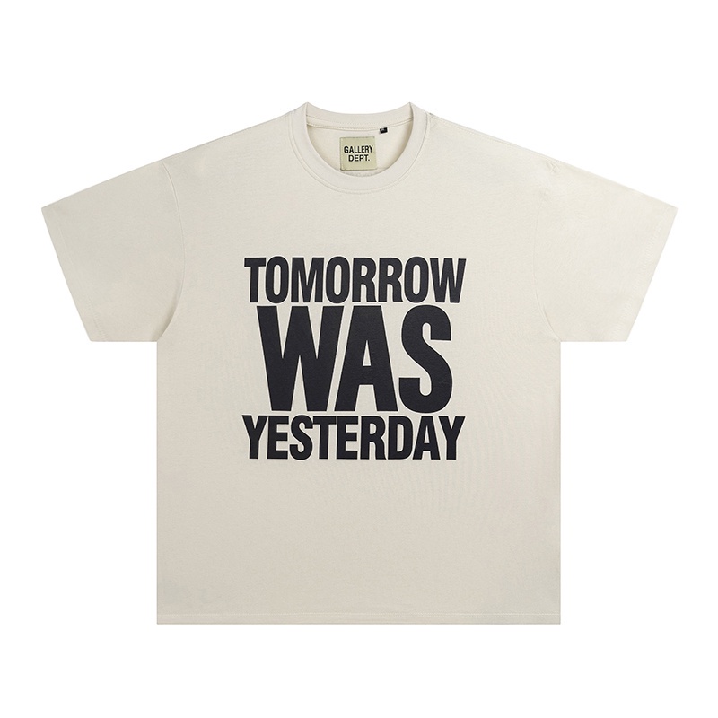 Áo Thun Tay Ngắn Cổ Tròn In Slogan Yesterday Was Tomorrow Thời Trang