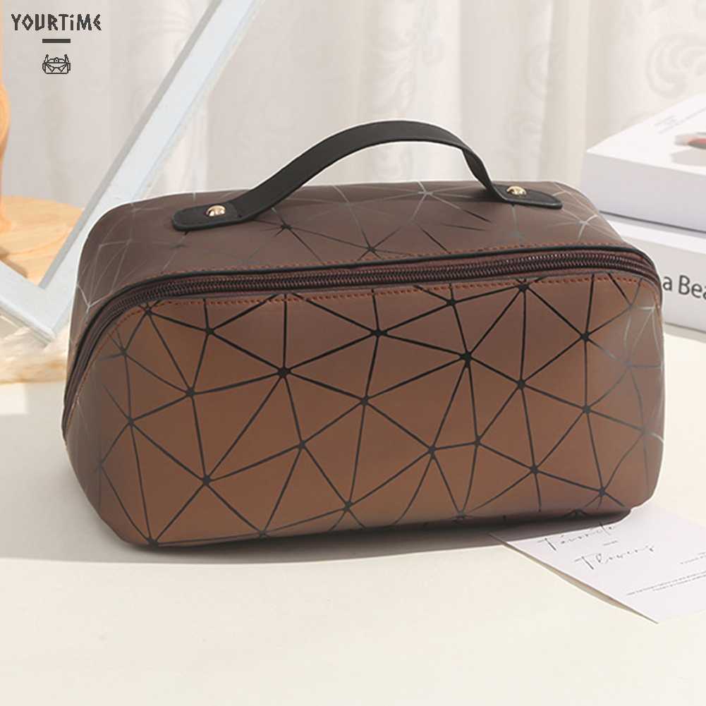 Túi Đựng Mỹ Phẩm Da PU Mềm Họa Tiết Lưới Hình Thoi Dung Tích Lớn Thích Hợp Làm Quà Tặng