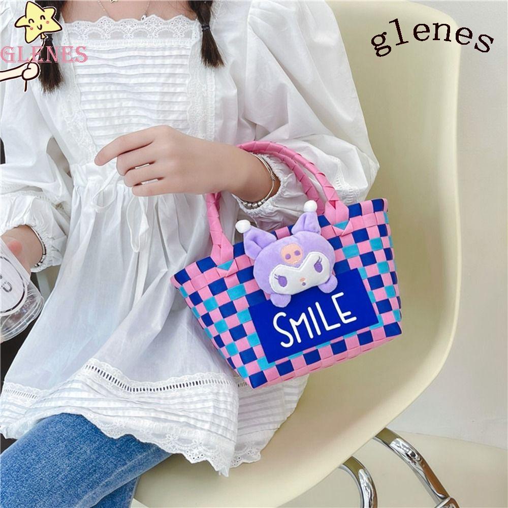 Túi Xách Đan Len Thủ Công Phối Búp Bê Nhồi Bông Nhiều Màu Sắc Phong Cách Bohemian