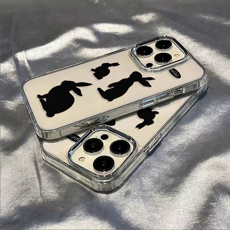 ✅Ốp Điện Thoại Dẻo Họa Tiết Chú Thỏ Đen Dễ Thương Chống Sốc Cho Iphone118 713In / 14proiPhone12plus