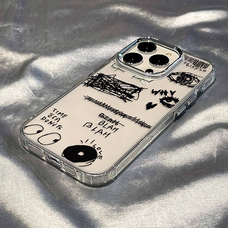 ✅Ốp Điện Thoại Mềm Chống Sốc In Họa Tiết Graffiti Đơn Giản Cho Iphone 128 117 Plus 13 14 Pro max