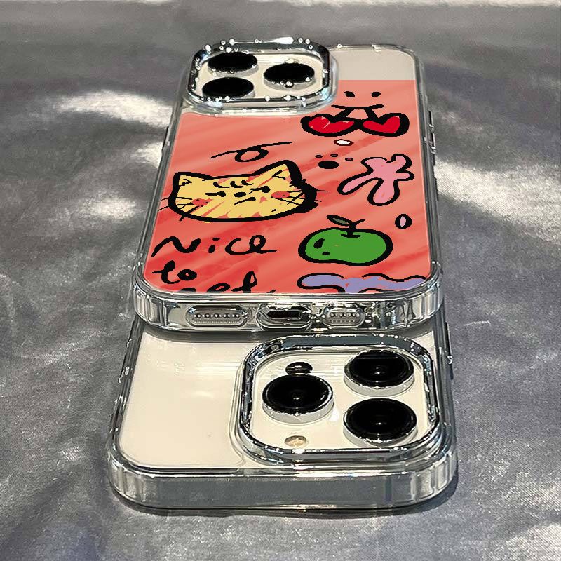 ✅Ốp Điện Thoại Dẻo Họa Tiết Mèo Kiểu Graffiti Đơn Giản Chống Sốc Cho iPhone1214pro Xsmax7 / 8 max13 11