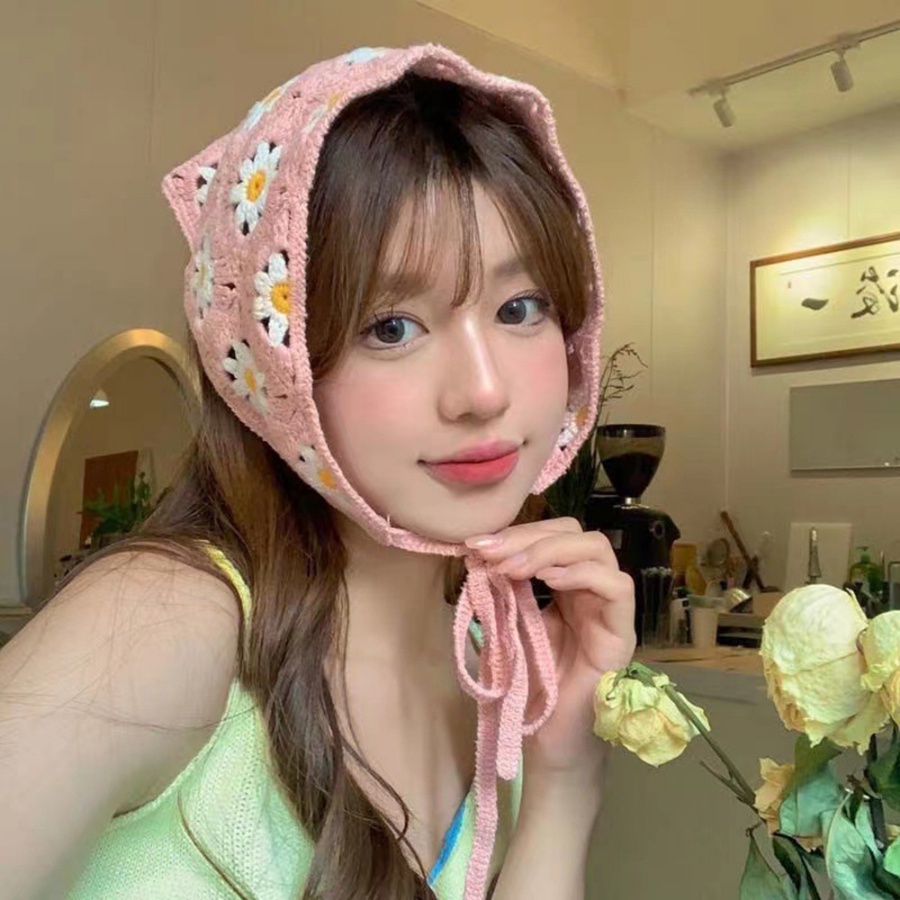 Khăn Choàng Cổ Dệt Kim Hình Tam Giác Khoét Rỗng Phong Cách Hàn Quốc 6 Màu Tùy Chọn Dùng Làm Đạo Cụ Chụp Ảnh Cho Nữ