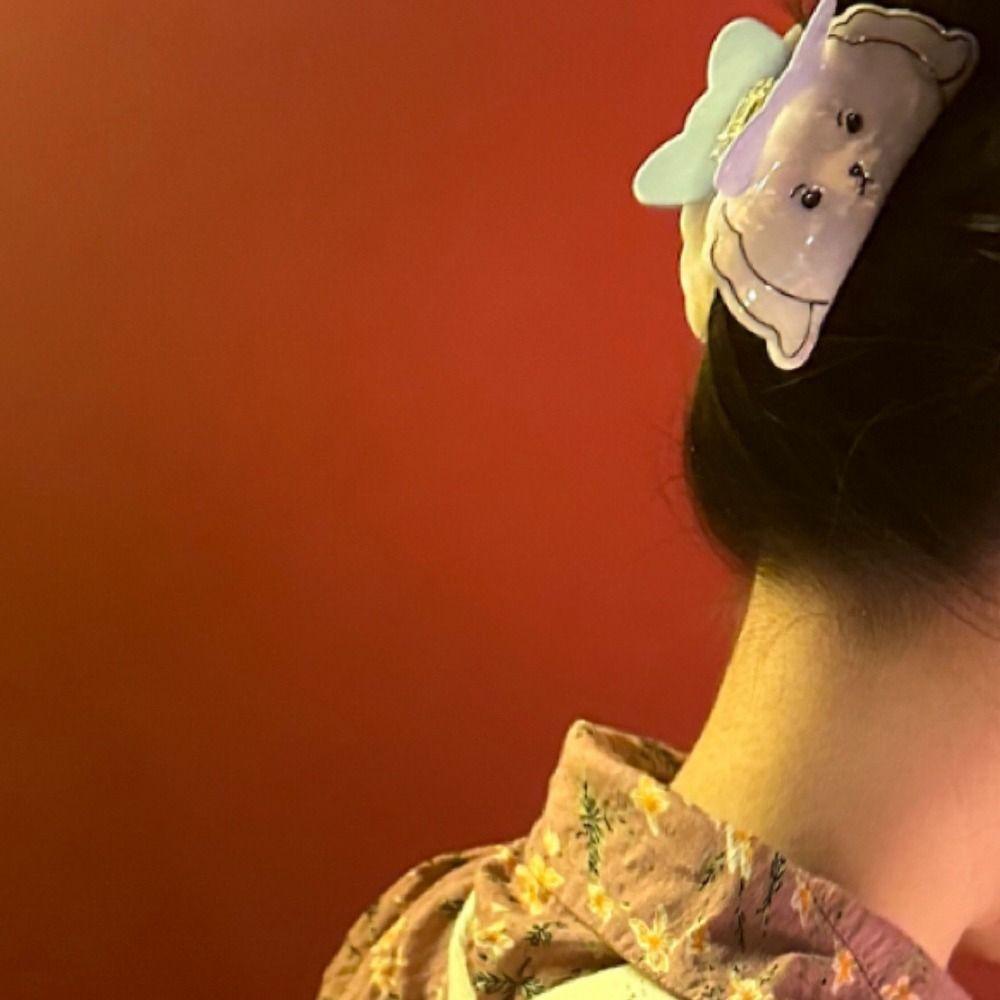 USNOW Kẹp Tóc Nơ Lớn Hình Cá Mập Hoạt Hình Sáng Tạo Phong Cách Hàn Quốc Dành Cho Bé Gái