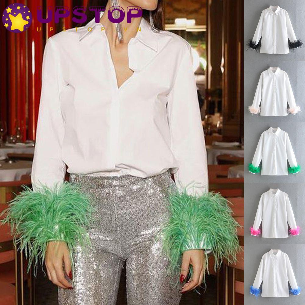 Áo Nữ Tay Dài Phối Lông Thời Trang Quyến Rũ