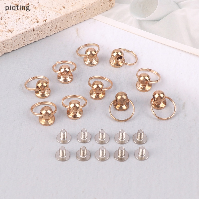 Piqt Set 10 Đinh Tán Kim Loại Đầu Tròn Kèm Vòng Đệm Chữ O Chuyên Dụng Cho Trang Trí Móng