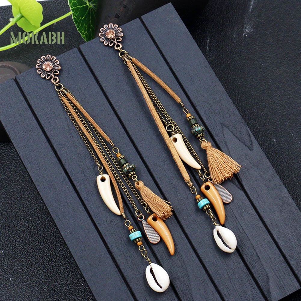 [Mok Abh] Bông Tai Hình Hoa Hướng Dương Và Vỏ Sò Phong Cách Boho