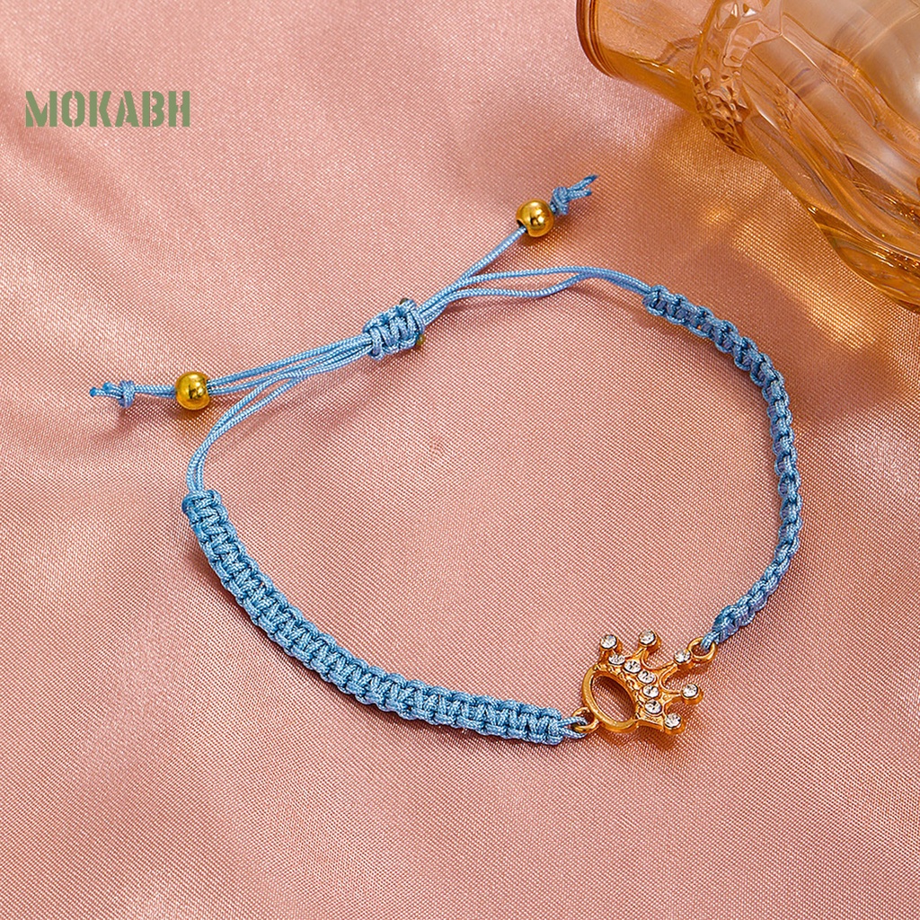 Vòng Tay Dây Bện Họa Tiết Trái Tim Vương Miện Phong Cách Bohemia