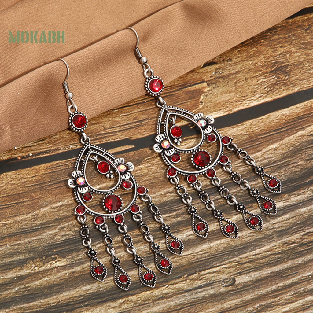 1 Cặp Bông Tai Nhiều Lớp Đính Đá Phong Cách Bohemian Cổ Điển Dễ Phối Đồ