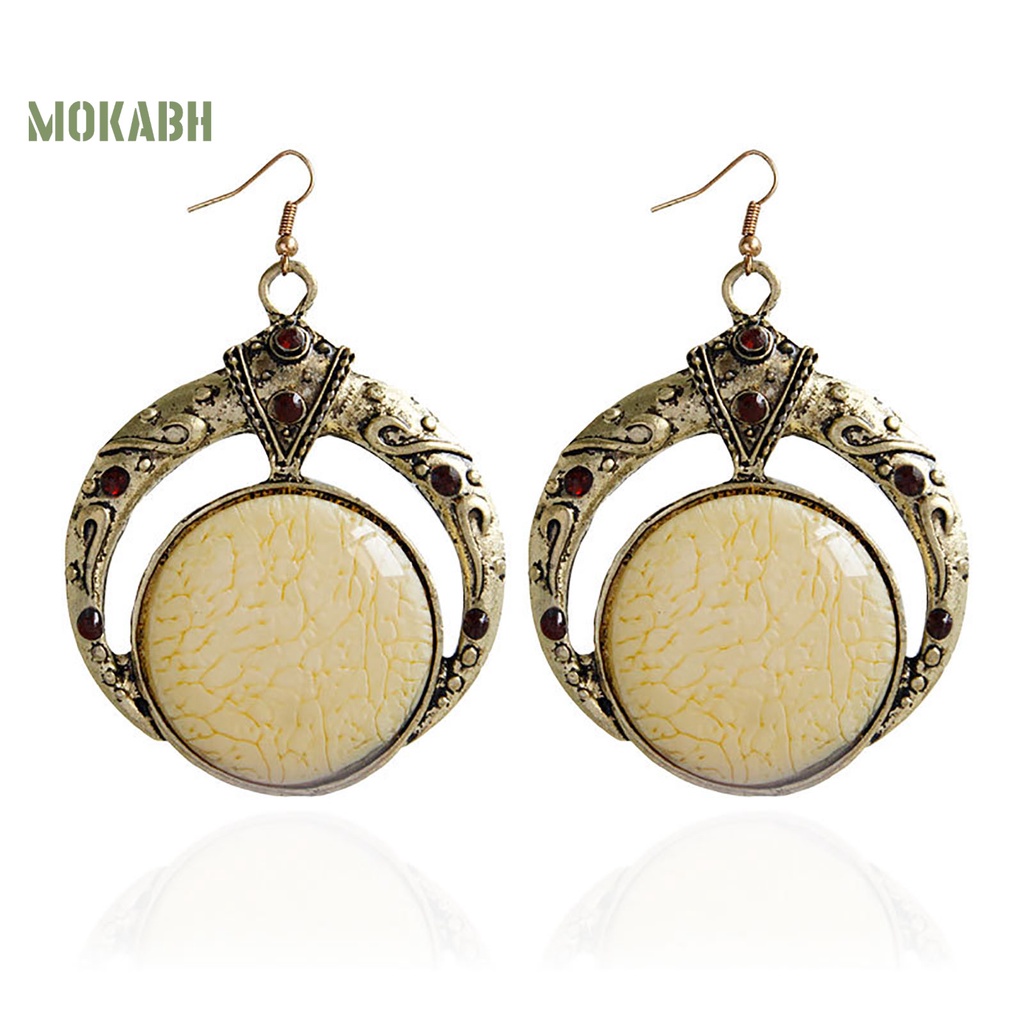 1 Cặp Bông Tai Tròn Đính Đá Phong Cách Bohemia Thời Trang