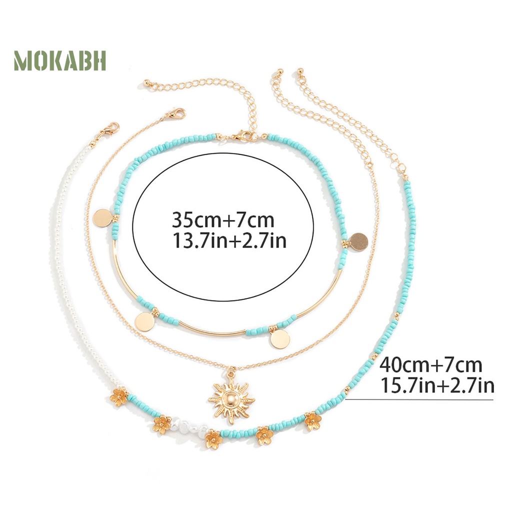 3 Vòng Cổ Nhiều Lớp Có Đính Hạt Ngọc Trai Và Kim Sa Theo Phong Cách Bohemia Dùng Làm Quà Sinh Nhật Cho Nữ