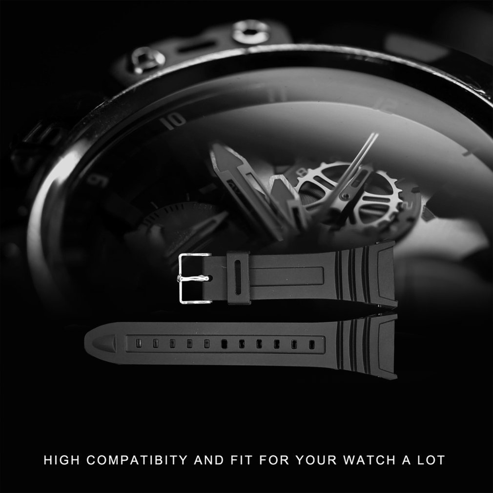 ❤Silicone Watch Band Stainless Steel Pin Buckle Watchband for Casio W-96H