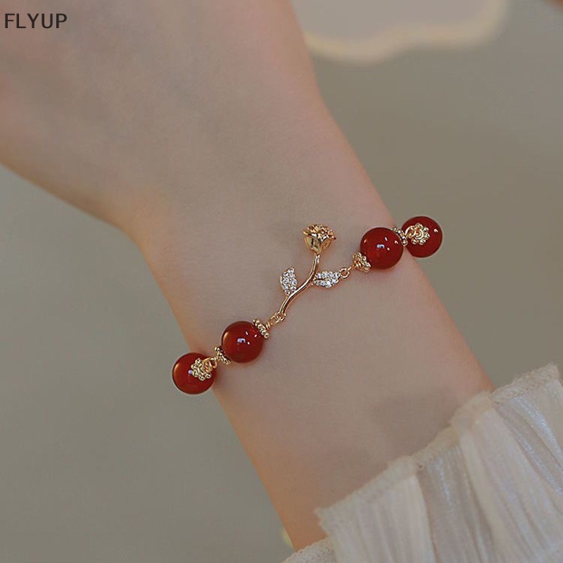 Vòng Tay Chuỗi Hạt Đá Mã Não Tự Nhiên Màu Vàng Hồng Tùy Chỉnh Thời Trang Cho Nữ