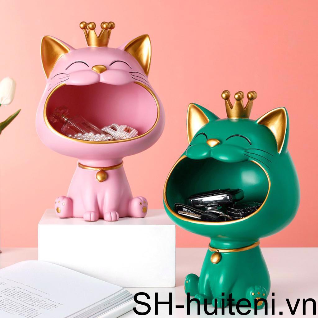 Tượng Mèo May Mắn Phong Thủy Đựng Chìa Khóa Trang Trí Nhà Cửa