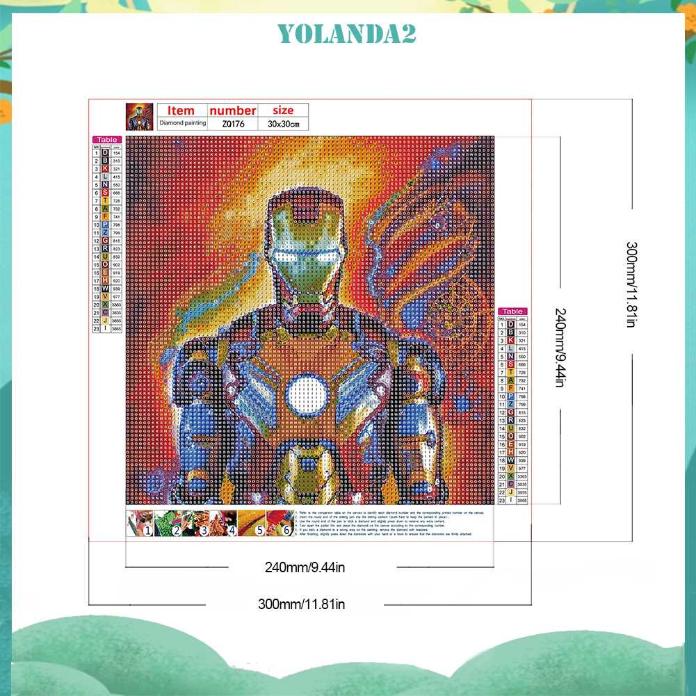 Tranh Đính Đá Kim Cương Toàn Bộ 5D DIY Hình Vẽ Người Sắt