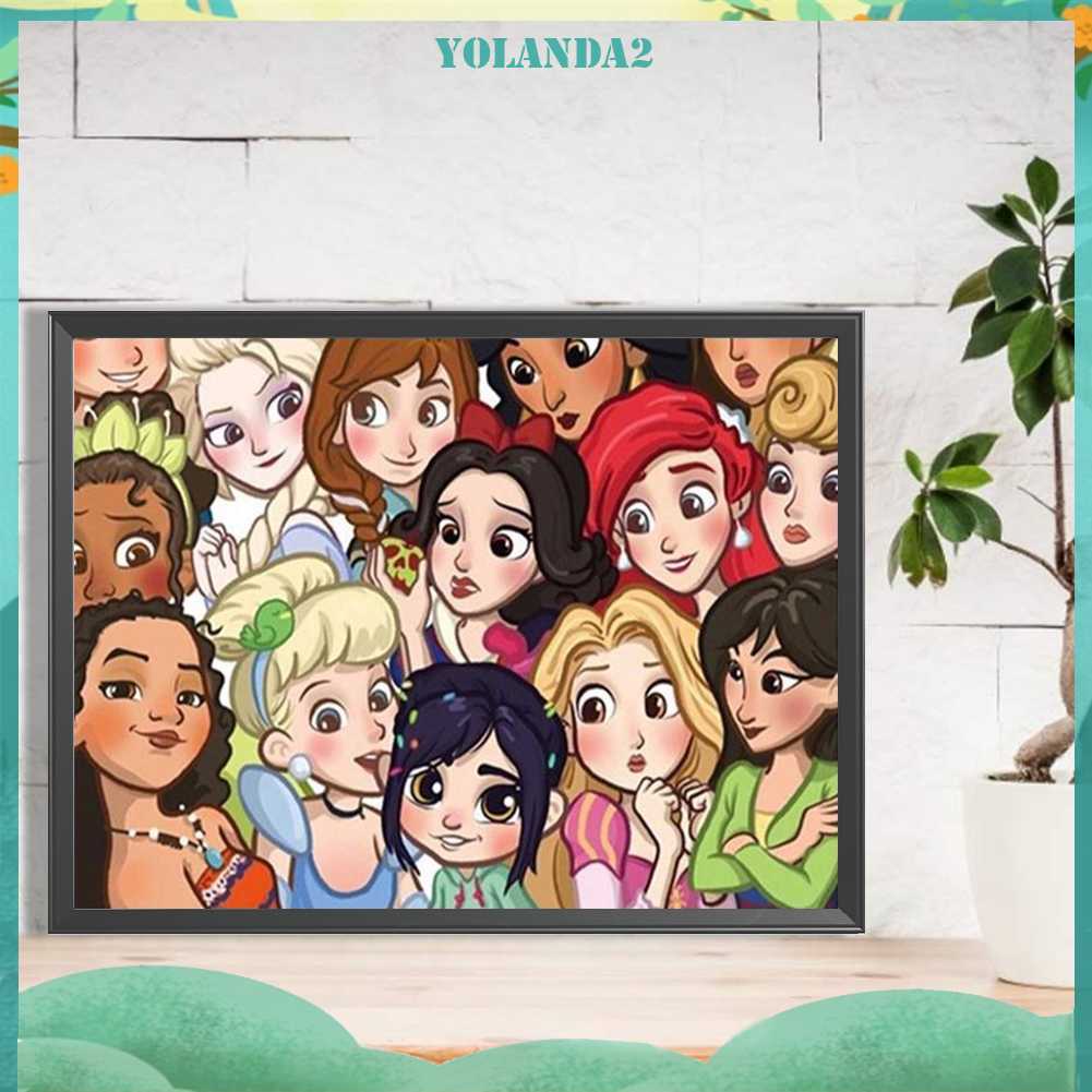 Bộ Tranh Đính Đá 5D Họa Tiết Công Chúa Hoạt Hình Độc Đáo DIY Dùng Trang Trí Nhà Cửa