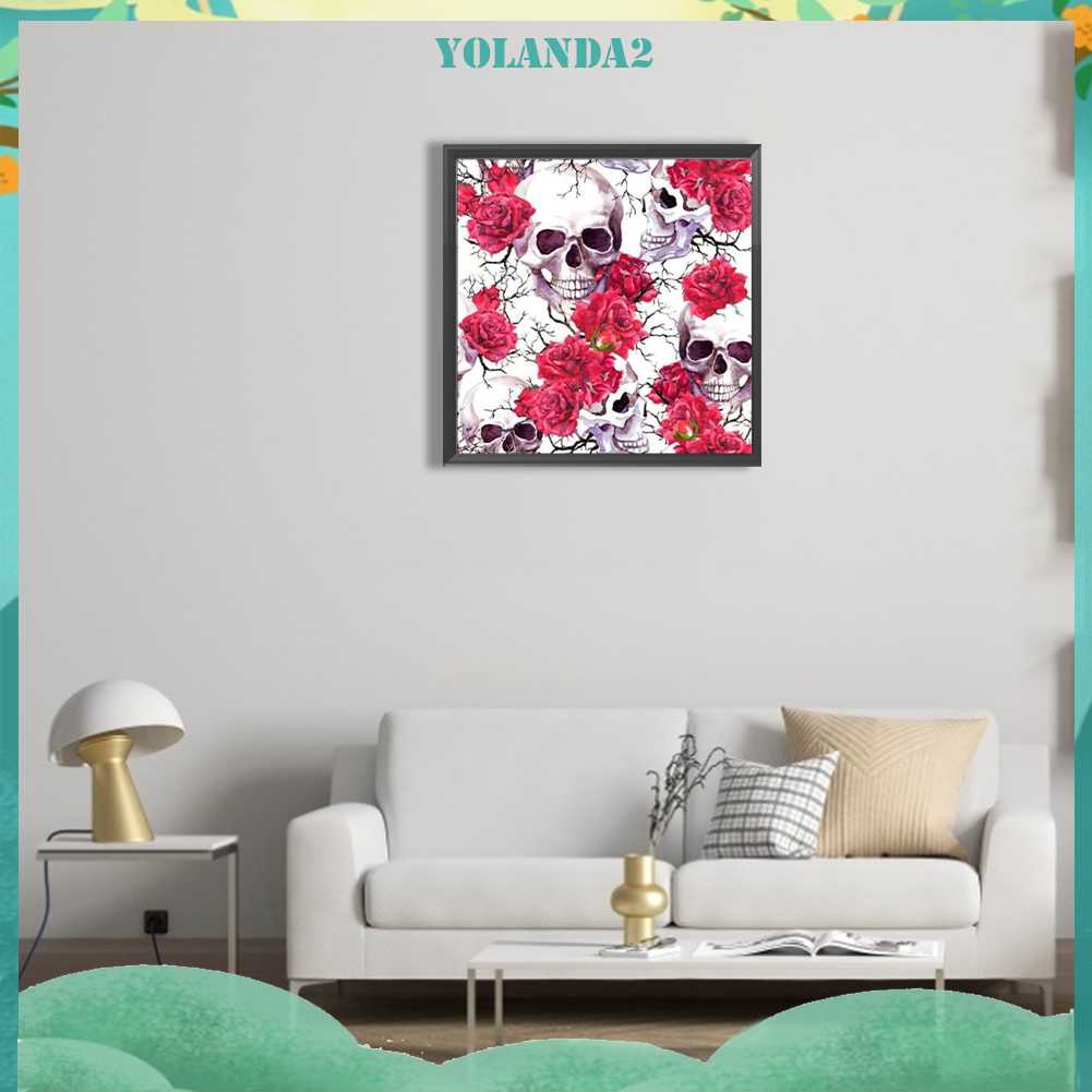 Tranh Đính Đá Kim Cương Toàn Bộ 5D DIY Hình Vẽ Bộ Xương Hoa Hồng