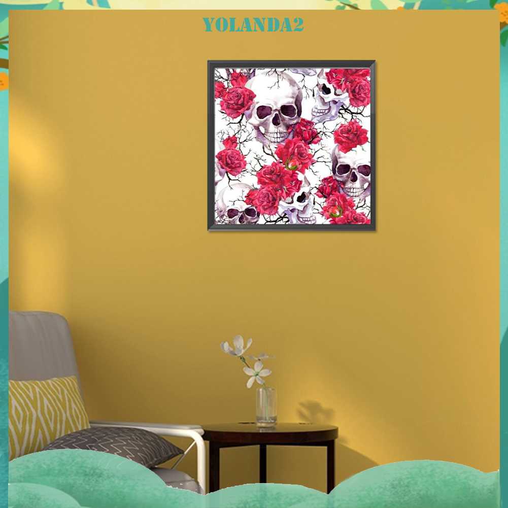 Tranh Đính Đá Kim Cương Toàn Bộ 5D DIY Hình Vẽ Bộ Xương Hoa Hồng