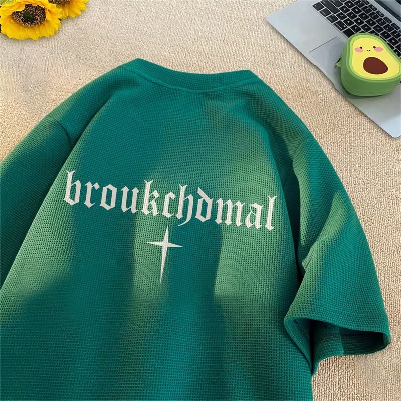 Áo Thun Nam Ngắn Tay In Chữ Thập Phong Cách Đường Phố Cá Tính