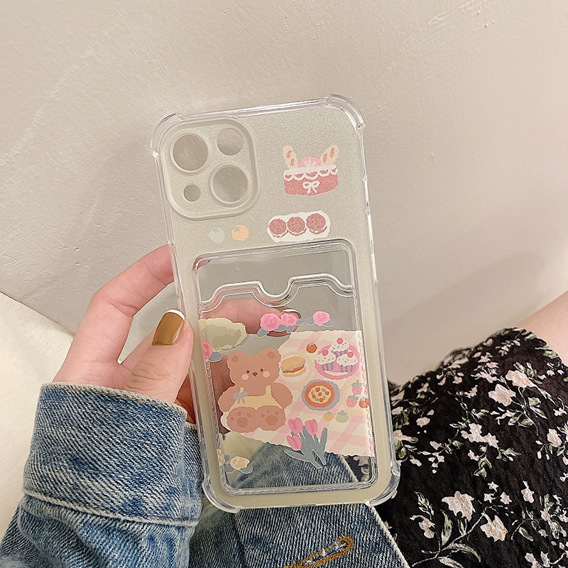 Ốp lưng IPhone  trong túi đựng thẻ Gấu Picnic 6/6s/6plus/6splus/7/7plus/8/8plus/xs/11/12/13/14/Pro/Plus/Promax TT23