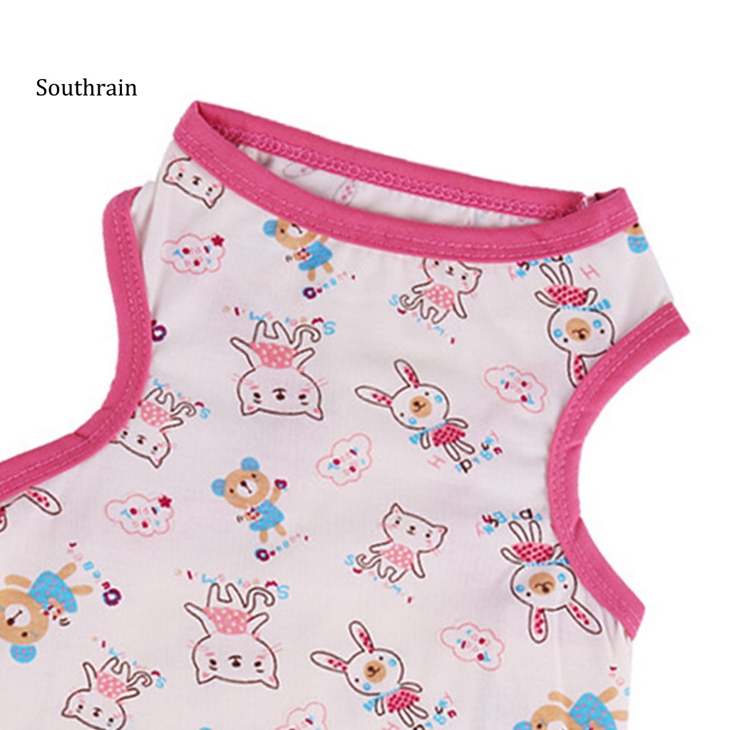 Áo Thun Cotton Sát Nách Chống Co Giãn In Họa Tiết Hoạt Hình Dễ Thương Thời Trang Mùa Hè Cho Cún Cưng