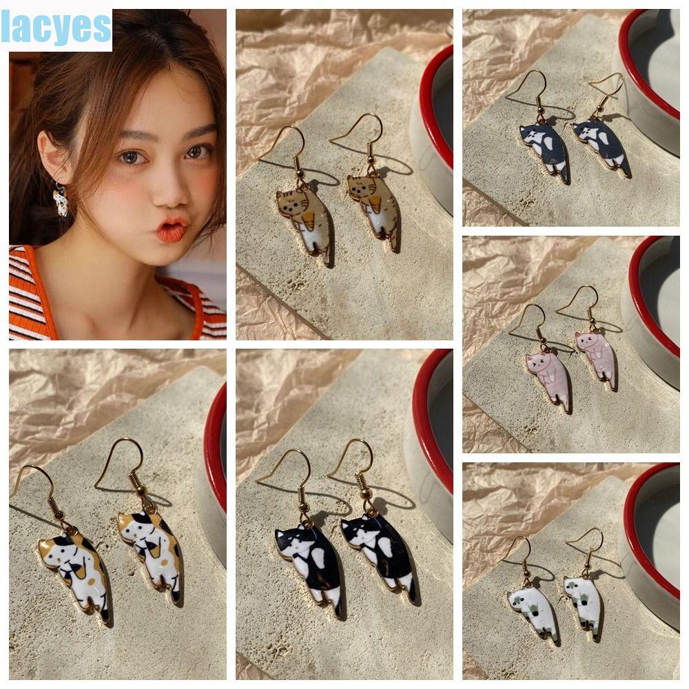 Bông Tai Dáng Dài Hình Mèo Dễ Thương Phong Cách Hàn Quốc Thời Trang Cho Nữ