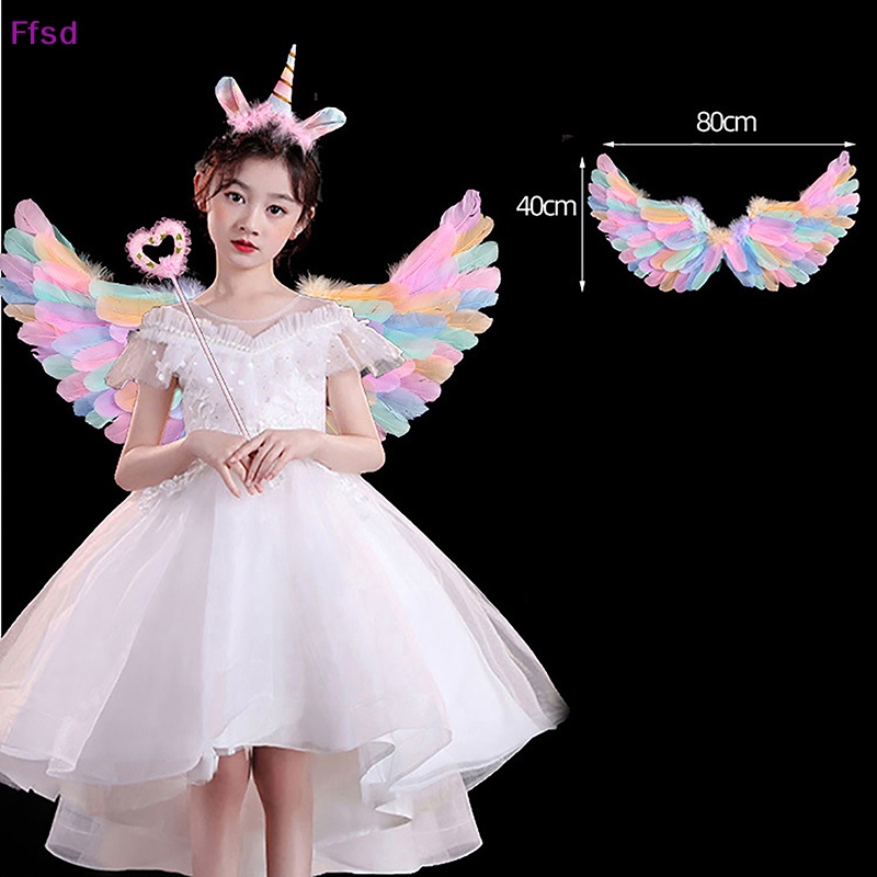 {Ffsd} 1 Bộ Băng Đô Cánh Thiên Thần Lông Vũ Đầy Màu Sắc Hóa Trang Tiệc Giáng Sinh Cho Bé Gái