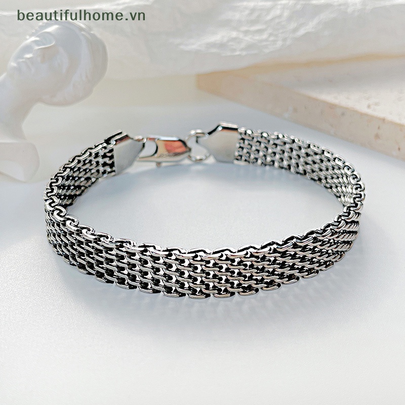 Vòng Đeo Tay Bằng Thép Không Gỉ Dạng Lưới Rỗng Phong Cách Giáng Sinh Cho Nam