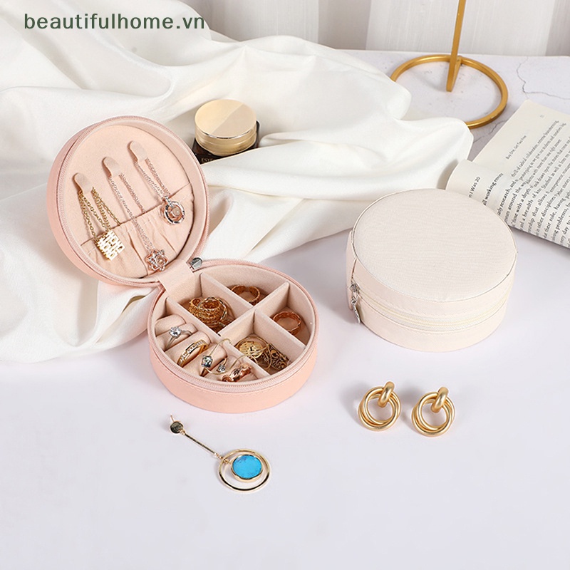 1 Hộp Đựng Trang Sức Hình Tròn Có Khóa Kéo Tiện Dụng