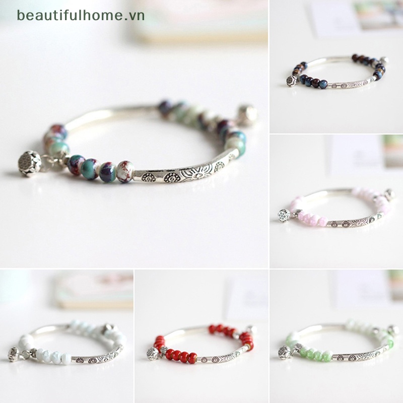 [beautifulhome] Vòng Tay Hạt Gốm Làm Tay Nghệ Thuật Cổ Điển Thời Trang Làm Quà Tặng Cho Nữ [beauty]