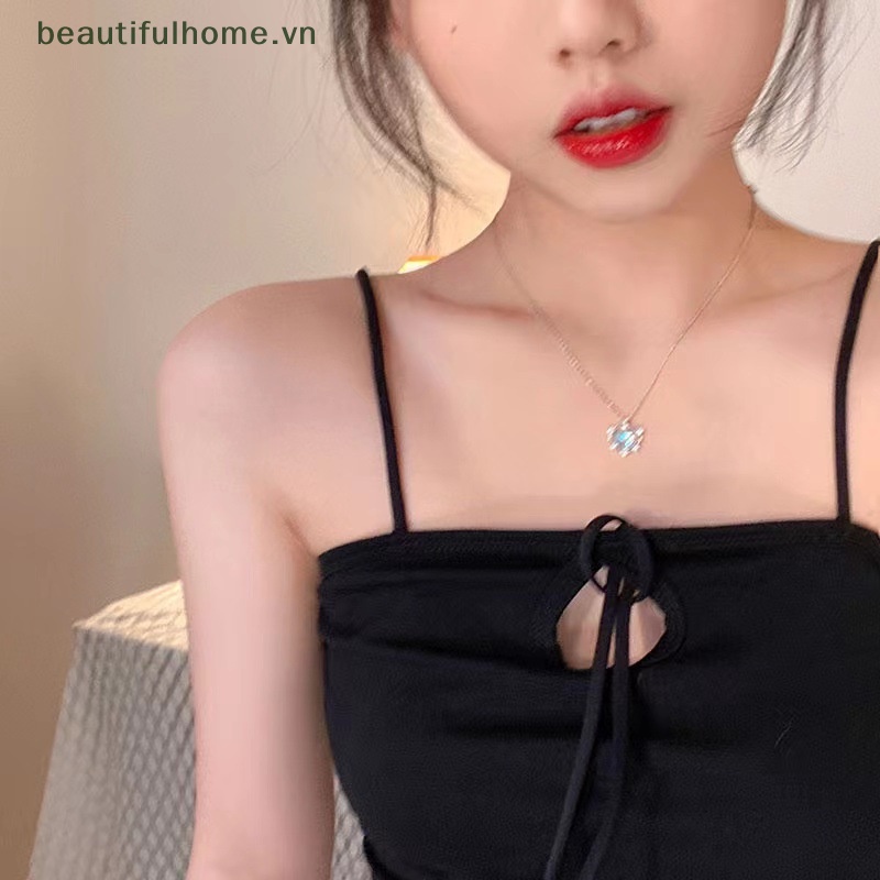 [beautifulhome] Vòng Cổ Choker Ngắn Mặt Hình Trái Tim Pha Lê Đơn Giản Cổ Điển Kpop Làm Quà Tặng Cho Nữ [beauty]