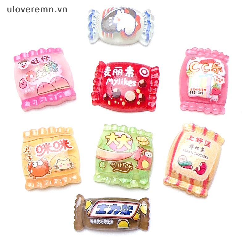 Set 5 Kẹp Tóc Hình Cây Kem Mini Bằng Nhựa Resin Phát Quang DIY Trang Trí Điện Thoại / Giày Dép