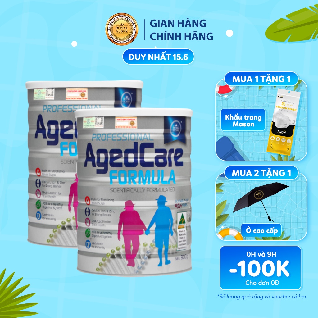 Combo 2 Hộp Sữa Bột Hoàng Gia Úc ROYAL AUSNZ Aged Care Formula Bổ Sung Dinh Dưỡng Cho Người Trên 40 Tuổi 900g