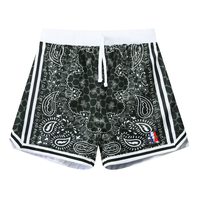 Quần Short Thể Thao Bóng Rổ Phối Lưới Hai Lớp Dài Đến Đầu Gối Phong Cách Retro Mỹ